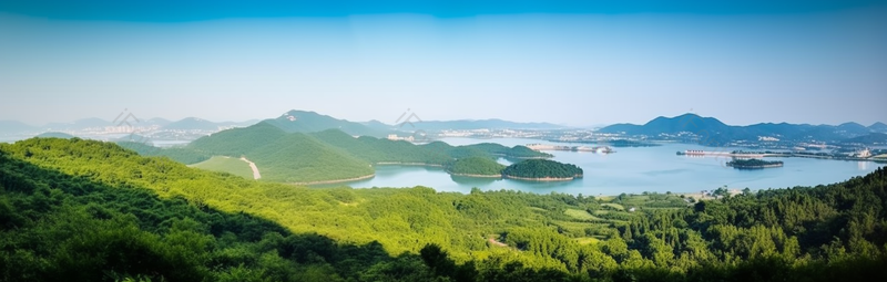 航拍大自然下的绿色树林湖面风景,高清,摄影图,摄影图片,图片大全,摄影图免费下载